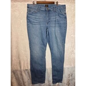Lee Womens Medium Wash Straight Leg Stretch Denim Jeans Size 18L‎ Blue 112359299